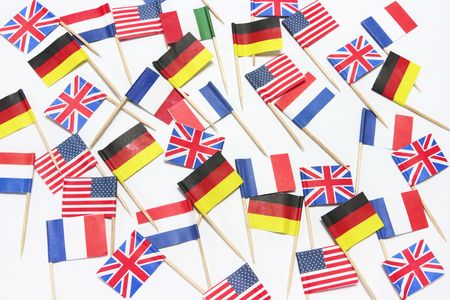 Flag Sandwich Picks on White Backgroundの写真素材