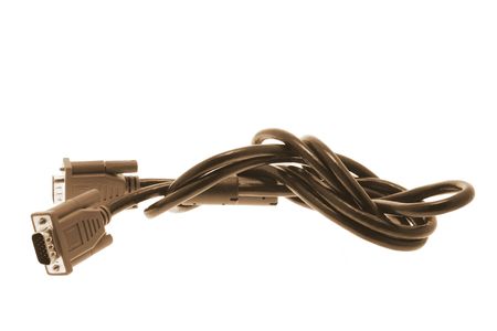 Computer Monitor Cable on White Background