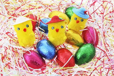Toy Chicks and Easter Eggs