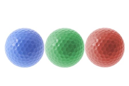 Color Golf Balls on White Backgroundの写真素材