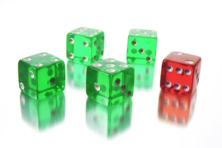 Dice with Reflection on White Background