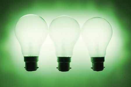 Light Bulbs with Green Toneの写真素材