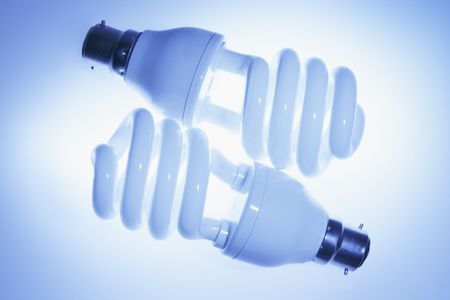 Fluorescent Bulbs in Blue Toneの写真素材