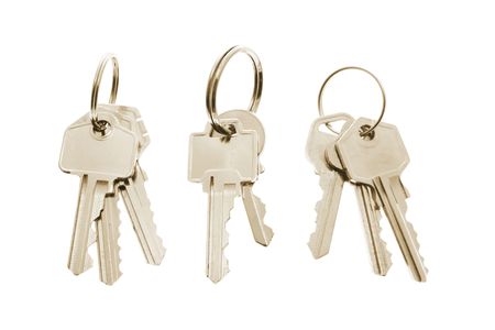 keys and Keys Rings on White Background