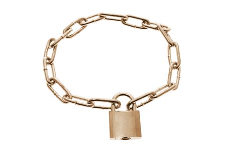 Lock and Chain on White Backgroundの写真素材