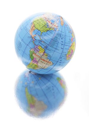 Globe with Reflection Isolated on White Backgroundの写真素材