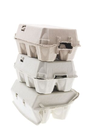 Stack of Egg Cartons on White Background