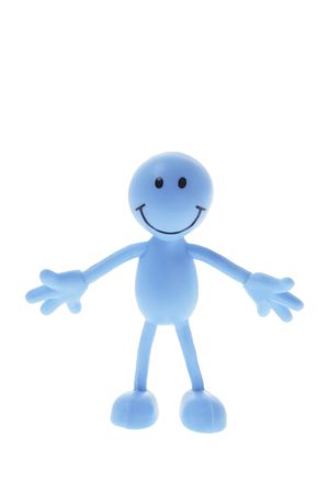 Smiley Rubber Figure on Isolated White Backgroundの写真素材