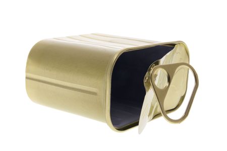 Empty Ring-Pull Tin Can on Isolated White Backgroundの写真素材