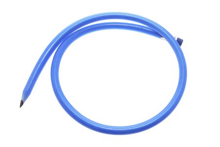 Blue Flexible Pencil on White Backgroundの写真素材