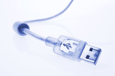 Close up of USB Cable in Blue Toneの写真素材