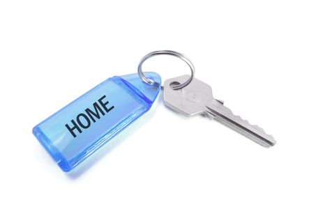 Key with Tag on Isolated White Backgroundの写真素材