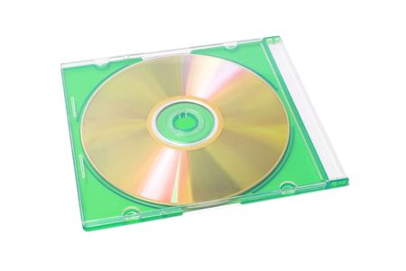 Compact Disc in Plastic Case on White Backgroundの写真素材