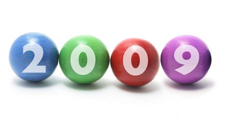 Juggling Balls with 2009 on Isolated White Backgroundの写真素材