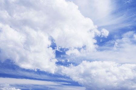 Formation of White Clouds on Blue Skyの写真素材