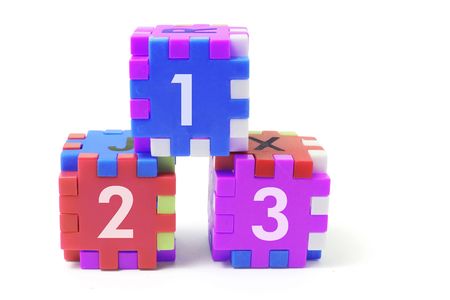 Number Puzzle Cubes on Isolated White Background