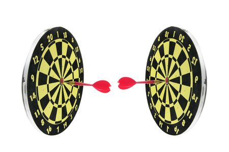Dart Boards on Isolated White Backgroundの写真素材