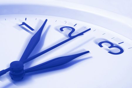 Close Up of Wall Clock in Blue Tone