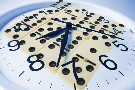 Photo Composite of Clock and Dominoesの写真素材