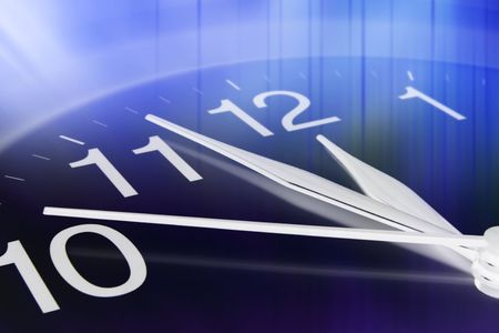 Close Up of Wall Clock in Blue Tone