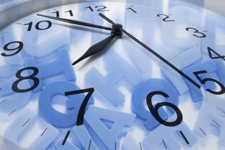 Composite of Clock and Alphabets in Blue Tone