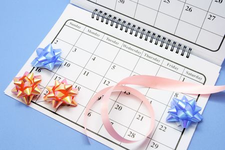 Bows and Ribbon on Calendarの写真素材