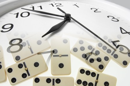 Composite of Clock and Dominoesの写真素材
