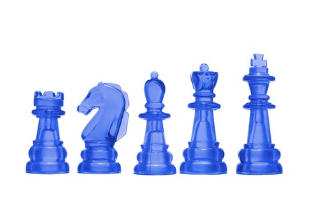 Row of Chess Pieces on White Backgroundの写真素材