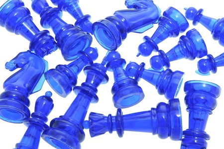 Fallen Chess Pieces on Plain Backgroundの写真素材