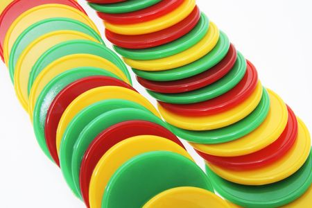 Rows of Poker Chips Close Upの写真素材