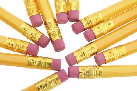 Close Up of Pencils on Seamless White Background