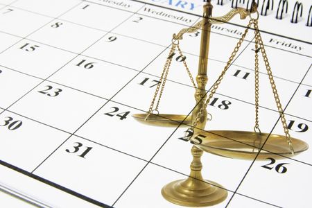 Composite of Calendar Page and Brass Scaleの写真素材