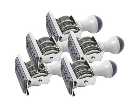 Rubber Stamps on Isolated White Backgroundの写真素材