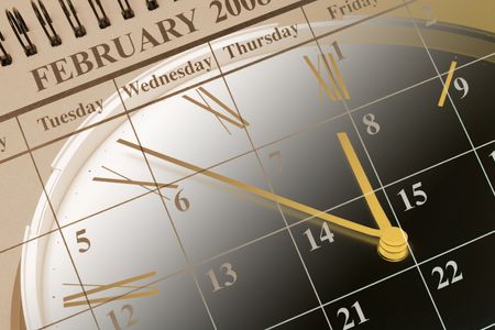 Composite of Calendar and Clockの写真素材