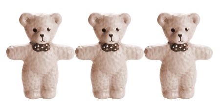 Porcelain Teddy Bears on Isolated White Backgroundの写真素材
