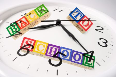 Composite of Black to School and Clock
