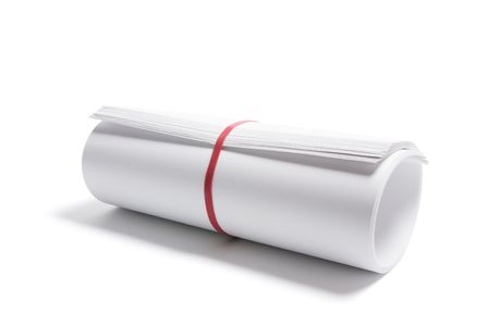Roll of Papers on White Backgroundの写真素材