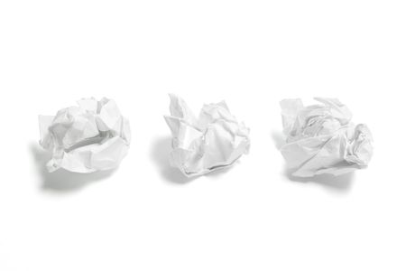 Waste Paper Balls on White Backgroundの写真素材