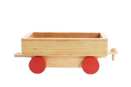 Wooden Toy Cart on White Background