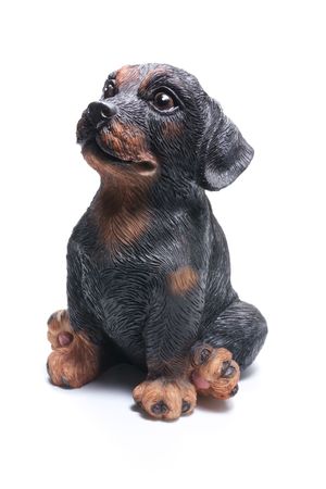 Dog Figurine on White Backgroundの写真素材