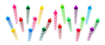Multiple Birthday Candles on White Backgroundの写真素材