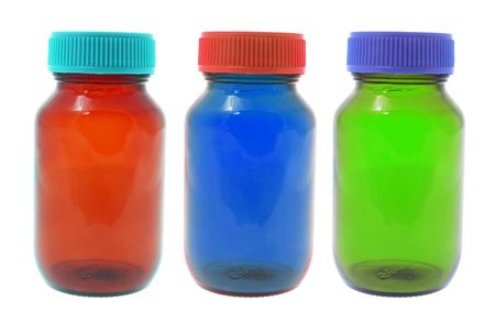 Pill Bottles on Isolated White Backgroundの写真素材