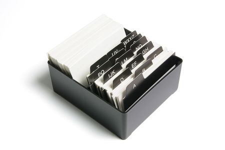 Box of Index Cards on White Backgroundの写真素材