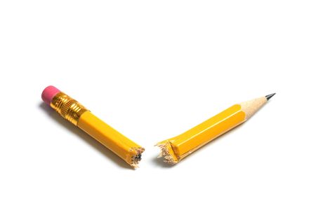 Broken Pencil on Isolated White Backgroundの写真素材