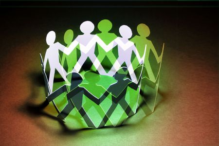 Paper Dolls in Red and Green Tonesの写真素材