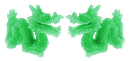 Jade Dragon Ornaments on White Backgroundの写真素材