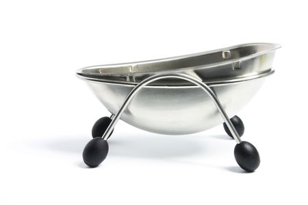 Silver Gravy Bowl on White Backgroundの写真素材