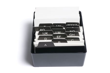 Box of Index File Cards on White Backgroundの写真素材