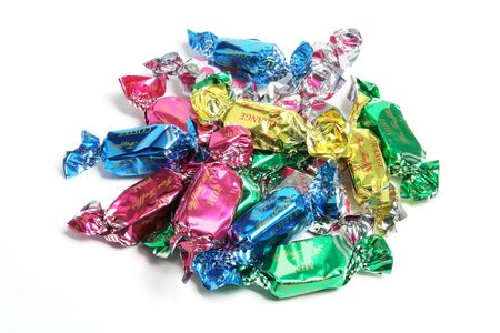 Chocolate Lollies on White Backgroundの写真素材