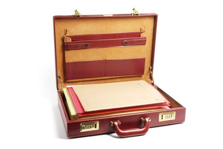 File Folders in Briefcase on White Backgroundの写真素材